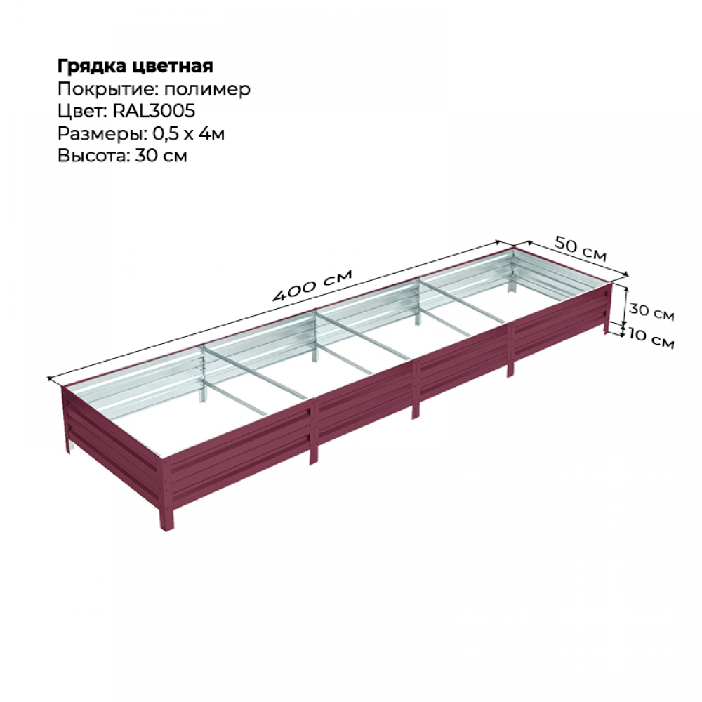 Грядка 0.5*4м цветная (высота 30 см) Грядка 0.5*4м цветная (высота 30 см)