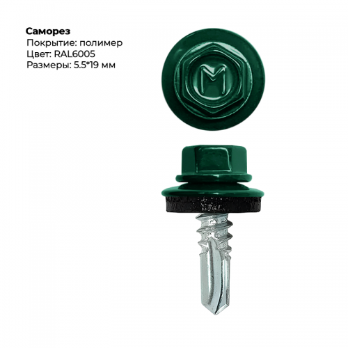 Саморез 5,5*19 мм RAL 6005