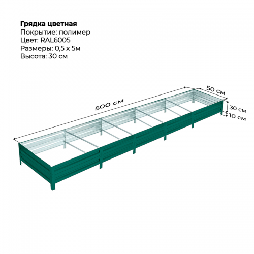 Грядка 0.5*5м цветная (высота 30 см)