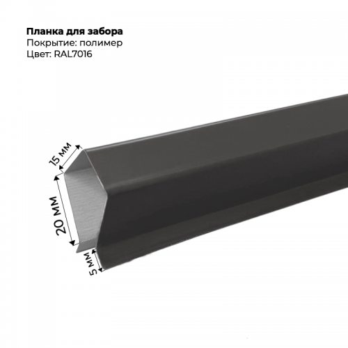 Корона на забор для С-8 и штакетника 2 м RAL 7016
