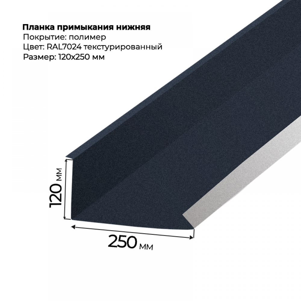 Планка примыкания нижняя 2 м текстурированный RAL 7024 Планка примыкания нижняя 2 м текстурированный RAL 7024