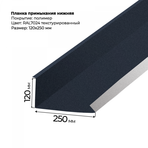 Планка примыкания нижняя 2 м текстурированный RAL 7024 Планка примыкания нижняя 2 м текстурированный RAL 7024
