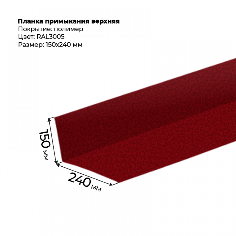 Планка примыкания верхняя 2 м текстурированный RAL 3005 Планка примыкания верхняя 2 м текстурированный RAL 3005