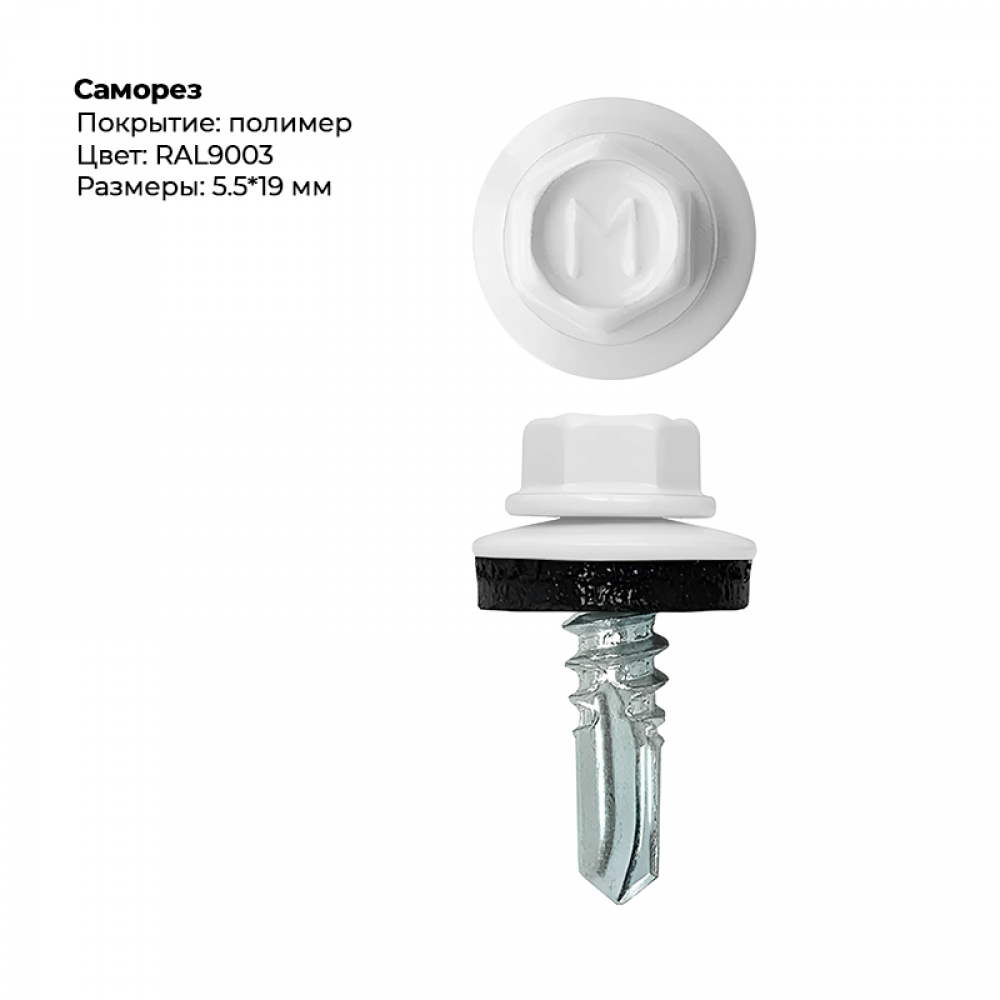 Саморез 5,5*19 мм RAL 9003 Саморез 5,5*19 мм RAL 9003