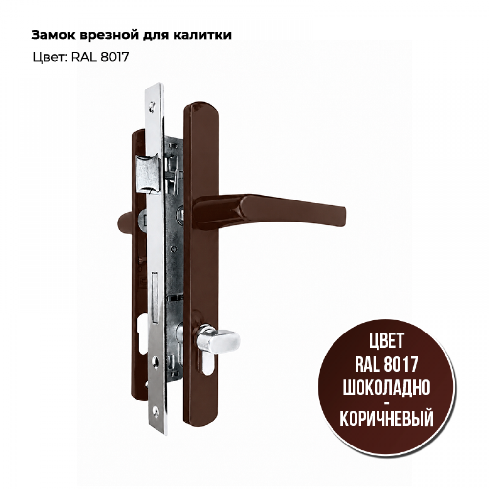 Замок врезной для калитки (коричневый) Замок врезной для калитки (коричневый)