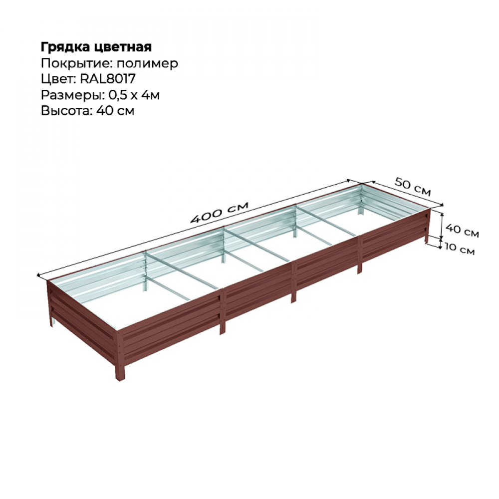 Грядка 0.5*4.0 м цветная (высота 40 см) Грядка 0.5*4.0 м цветная (высота 40 см)