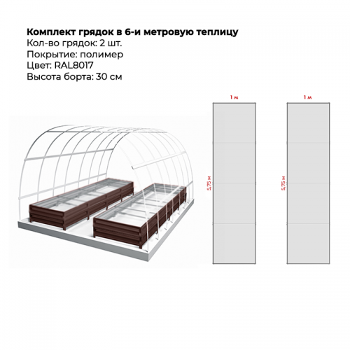 Комплект в теплицу из двух грядок с полимерным покрытием (высота 30 см)